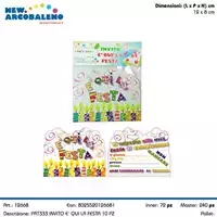 Foto articolo dell\'articolo 10 PZ INVITO E' QUI LA FESTA 12X8 CM PRT333 