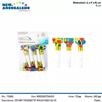 Foto articolo dell\'articolo 6 PZ TROMBETTA ARLECCHINO H 8 CM PRT489  