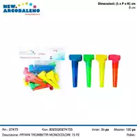 Foto articolo dell\'articolo 6 PZ TROMBETTA MONOCOLORE H 8 CM PRT494 