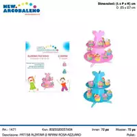 Foto articolo dell\'articolo ALZATINA 2 RIPIANI ROSA/AZZURRO 25X27 CM PRT158 