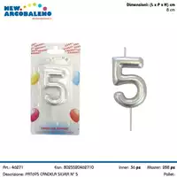 Foto articolo dell\'articolo CANDELA SILVER N°5 H 8 CM PRT695 
