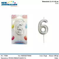 Foto articolo dell\'articolo CANDELA SILVER N°6 H 8 CM PRT696 