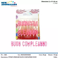 Foto articolo dell\'articolo CANDELINA BUON COMPLEANNO ROSA H 5 CM PRT269 