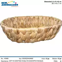 Foto articolo dell\'articolo CESTINO OVALE IN GIACINTO D'ACQUA 26X19X7 CM CST119 