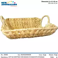 Foto articolo dell\'articolo CESTINO QUADRATO CON MANICI IN GIACINTO D'ACQUA 24X24X6 CM CST122 