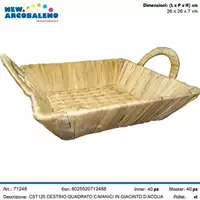 Foto articolo dell\'articolo CESTINO QUADRATO CON MANICI IN GIACINTO D'ACQUA 26X26X7 CM CST125 