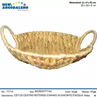 Foto articolo dell\'articolo CESTINO ROTONDO CON MANICI IN GIACINTO D'ACQUA Ø26X6 CM CST120 