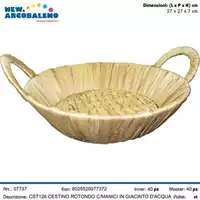 Foto articolo dell\'articolo CESTINO ROTONDO CON MANICI IN GIACINTO D'ACQUA Ø27X7 CM CST126 