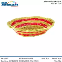 Foto articolo dell\'articolo CESTO OVALE MIELE/ROSSO 46X34X13 CM CNT135 