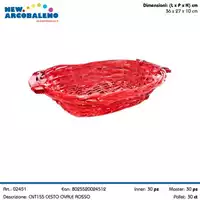 Foto articolo dell\'articolo CESTO OVALE ROSSO 36X27X10 CM CNT155 