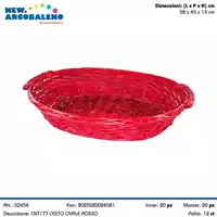 Foto articolo dell\'articolo CESTO OVALE ROSSO 58X45X13 CM CNT177 