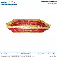 Foto articolo dell\'articolo CESTO RETTANGOLARE ROSSO/ORO 46X34X13 CM CNT148 