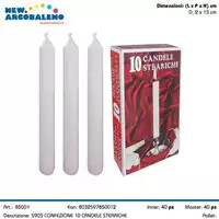 Foto articolo dell\'articolo CONFEZIONE 10 PZ CANDELE STEARICHE Ø2x15 CM S903 