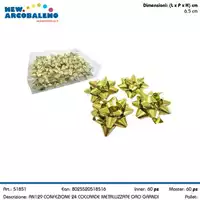 Foto articolo dell\'articolo CONFEZIONE 24 PZ COCCARDE METALIZZATE ORO 6,5 CM AN129 