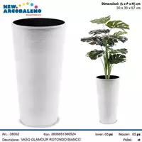 Foto articolo dell\'articolo CR00010 VASO GLAMOUR ALTO ROTONDO 30X57H CM BIANCO