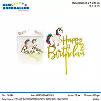 Foto articolo dell\'articolo DECORAZIONE HAPPY BIRTHDAY UNICORNO 13X16 CM PRT650 