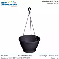 Foto articolo dell\'articolo HA26 BASKET CON GANCIO MELROSE ESPRIT 26X16.5H CM ANTRACITE