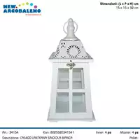 Foto articolo dell\'articolo LANTERNA BIANCA IN LEGNO 15X15X32 CM CAS400