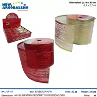 Foto articolo dell\'articolo NASTRO DECORATIVO ROSSO E ORO 6,3X2,7 MT AN139 