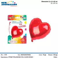 PALLONCINO FOIL CUORE ROSSO 81X81 CM CA. PRT227 