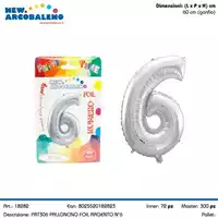 Foto articolo dell\'articolo PALLONCINO FOIL N°6  H 60 CM CA. PRT306 