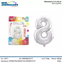 Foto articolo dell\'articolo PALLONCINO FOIL N°8 H 60 CM CA. PRT308 