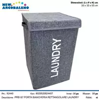 Foto articolo dell\'articolo PORTABIANCHERIA RETTANGOLARE LAUNDRY GRIGIO 33x33x53 cm PRB187