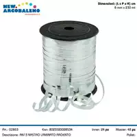 Foto articolo dell\'articolo ROCCHETTA NASTRO LAMINATO ARGENTO 1cmX250mt AN13 