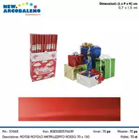Foto articolo dell\'articolo ROTOLO CARTA REGALO METALLIZZATA ROSSA 0,7X1,5 MT ROT02 