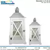 Foto articolo dell\'articolo SET 2 PZ LANTERNA BIANCA IN LEGNO CON TETTO IN METALLO GRIGIO CAS402