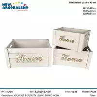 Foto articolo dell\'articolo SET 3 CASSETTE LEGNO BIANCO HOME VSL39 