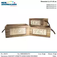Foto articolo dell\'articolo SET 3 CASSETTE LEGNO HOME CON MANICI VSL40 