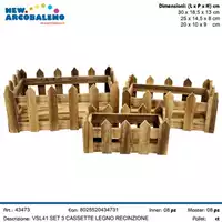 Foto articolo dell\'articolo SET 3 CASSETTE LEGNO RECINZIONE VSL41 