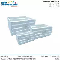 Foto articolo dell\'articolo SET 3 PZ CASSETTA IN LEGNO BIANCA DECORO CUORE VSL08 