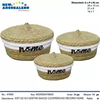 Foto articolo dell\'articolo SET 3 PZ CESTINO SACCO CON COPERCHIO DECORO HOME CST132 