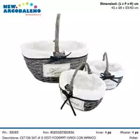 Foto articolo dell\'articolo SET 3 PZ CESTO GRIGIO FODERATO DECORO HOME CST106 