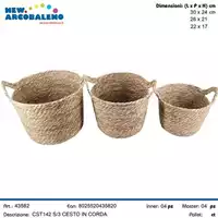 Foto articolo dell\'articolo SET 3 PZ CESTO IN CORDA CON MANICI CST142 