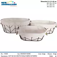 Foto articolo dell\'articolo SET 3 PZ CESTO OVALE IN FERRO NERO CST139