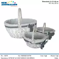 Foto articolo dell\'articolo SET 3 PZ CESTO PANIERE FODERATO CON FIOCCO CST98 