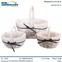 Foto articolo dell\'articolo SET 3 PZ CESTO PANIERE FODERATO DECORO HOME CST102 