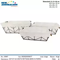 Foto articolo dell\'articolo SET 3 PZ CESTO RETTANGOLARE IN FERRO NERO CST137