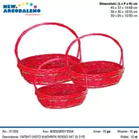 Foto articolo dell\'articolo SET 3 PZ CESTO ROSSO CON MANICO CNT247 