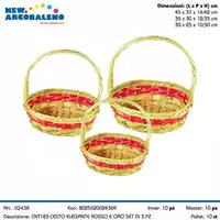 Foto articolo dell\'articolo SET 3 PZ CESTO ROSSO/ORO CON MANICO CNT183 