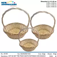 Foto articolo dell\'articolo SET 3 PZ CESTO ROTONDO CON MANICO CST130