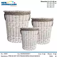 Foto articolo dell\'articolo SET 3 PZ PORTABIANCHERIA OVALE BIANCO PRB166 