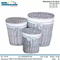 Foto articolo dell\'articolo SET 3 PZ PORTABIANCHERIA OVALE CON FIOCCO PRB172 