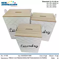 Foto articolo dell\'articolo SET 3 PZ PORTABIANCHERIA RETTANGOLARE IN FERRO BIANCO PRB181