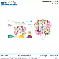 Foto articolo dell\'articolo SET 5 PZ  FOIL HAPPY BIRTHDAY 35X65CM CA. PRT562