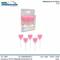 Foto articolo dell\'articolo SET 5 PZ CANDELINA CUORE ROSA H 8 CM PRT712 