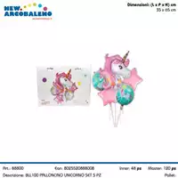 Foto articolo dell\'articolo SET 5 PZ PALLONCINO FOIL UNICORNO 35X65CM CA. BLL100 